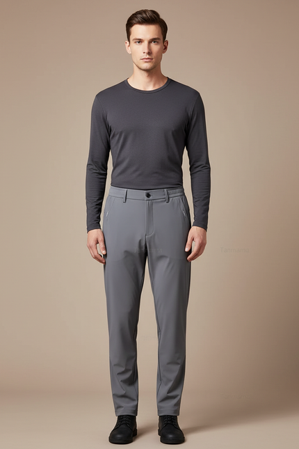 Pantalon De Pluie Gris Homme Slim Élastique Séchage Rapide - Polyester
