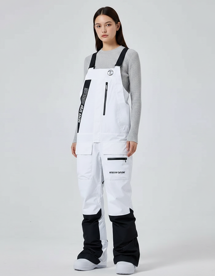 Pantalon De Pluie Blanc Noir Imperméable Bretelles Unisexe - Polyester
