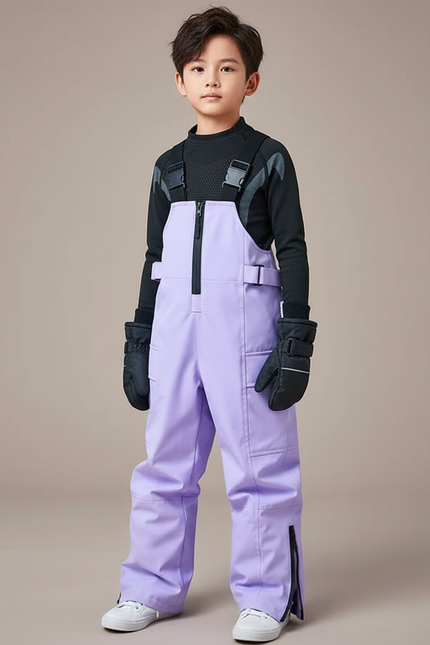 Pantalon De Pluie Lilas Ample Imperméable Bretelles Enfant - Violet Polyester