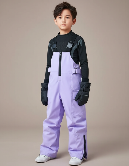Pantalon De Pluie Lilas Ample Imperméable Bretelles Enfant - Violet Polyester