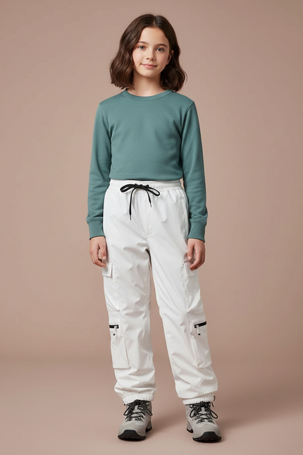 Pantalon De Pluie Blanc Cargo Imperméable Enfant - Polyester