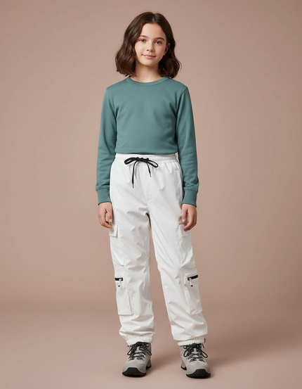 Pantalon De Pluie Blanc Cargo Imperméable Enfant - Polyester