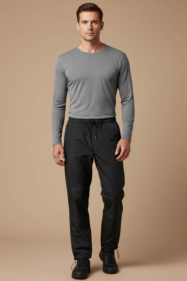 Pantalon De Pluie Noir Ample Imperméable Homme Randonnée - Polyester
