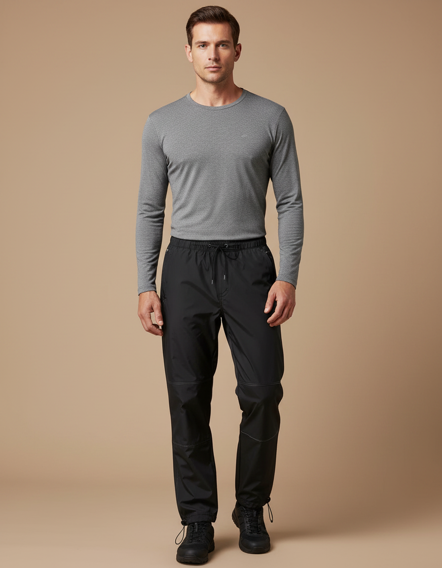 Pantalon De Pluie Noir Ample Imperméable Homme Randonnée - Polyester