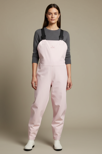 Pantalon De Pluie Rose Bretelles Imperméable Femme - Polyester