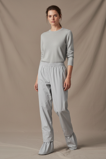 Pantalon De Pluie Gris Imperméable Ample Décontracté Femme - Polyester