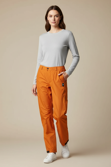 Pantalon De Pluie Orange Ample Imperméable Femme Léger - Polyester