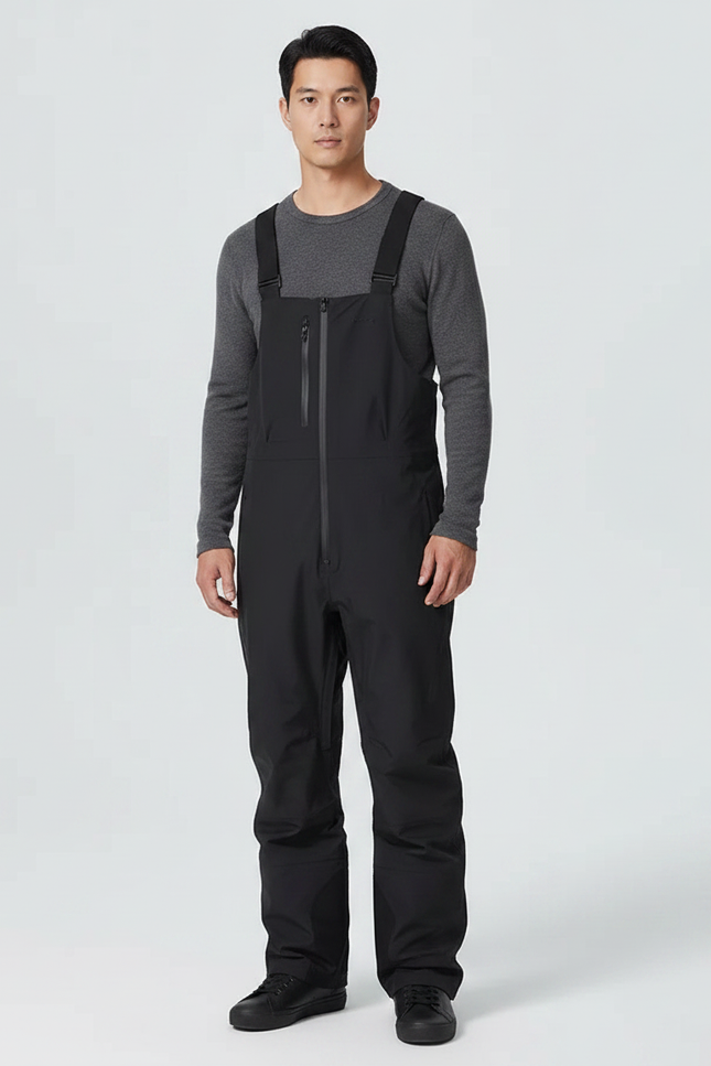 Pantalon De Pluie Noir Bretelles Imperméable Ski Homme - Polyester