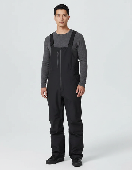 Pantalon De Pluie Noir Bretelles Imperméable Ski Homme - Polyester