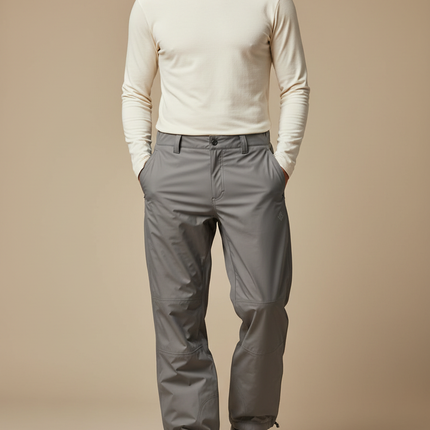 Pantalon De Pluie Gris Imperméable Unisexe Coupe Droite Sport - Polyester