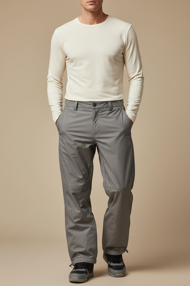 Pantalon De Pluie Gris Imperméable Unisexe Coupe Droite Sport - Polyester