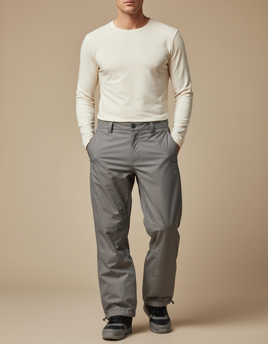 Pantalon De Pluie Gris Imperméable Unisexe Coupe Droite Sport - Polyester
