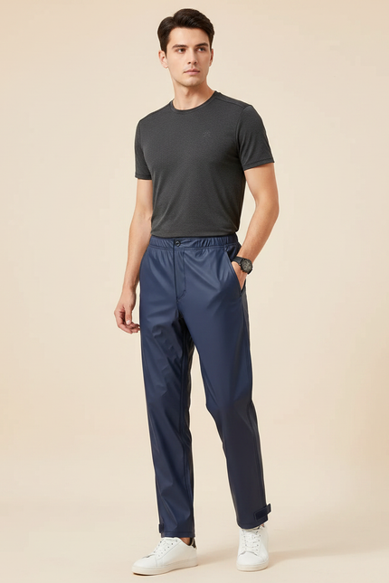 Pantalon De Pluie Bleu Marine Imperméable Homme Décontracté - Polyester