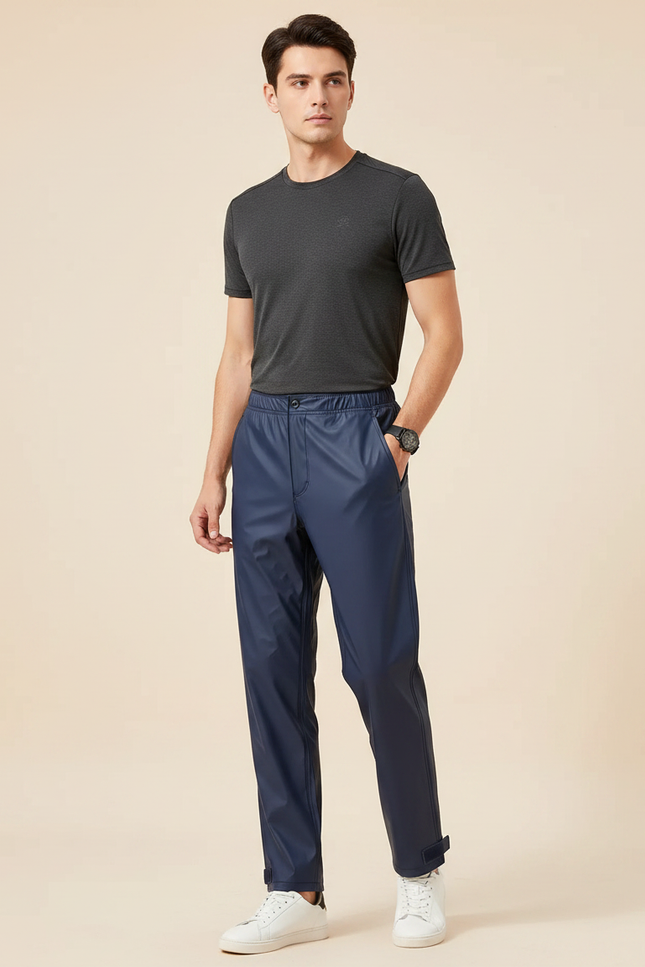 Pantalon De Pluie Bleu Marine Imperméable Homme Décontracté - Polyester