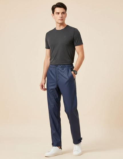 Pantalon De Pluie Bleu Marine Imperméable Homme Décontracté - Polyester