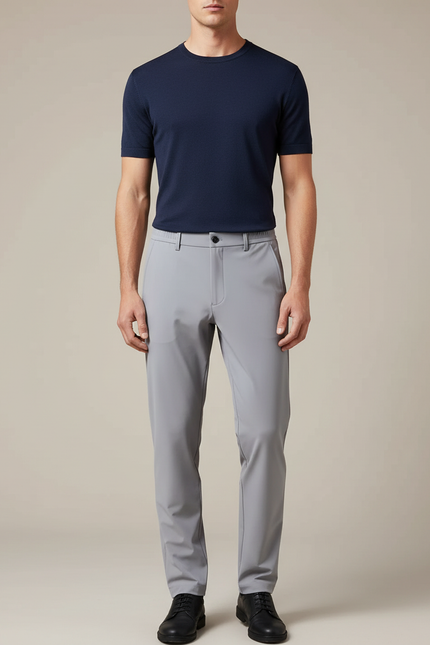 Pantalon De Pluie Gris Homme Droit Décontracté Léger - Polyester