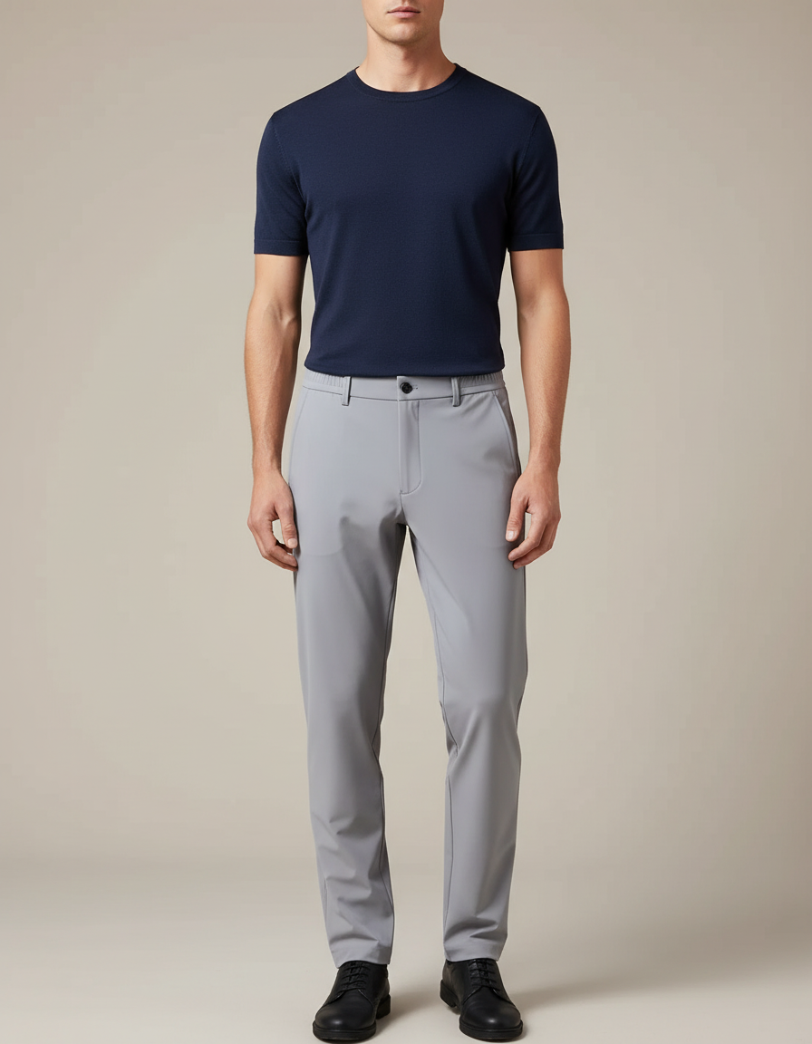Pantalon De Pluie Gris Homme Droit Décontracté Léger - Polyester