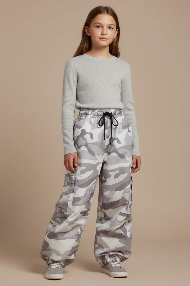 Pantalon De Pluie Camouflage Gris Ample Enfant Cargo - Polyester