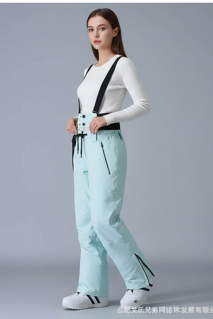 Pantalon De Pluie Bleu Clair Imperméable Bretelles Ski - Polyester