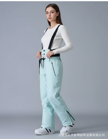 Pantalon De Pluie Bleu Clair Imperméable Bretelles Ski - Polyester