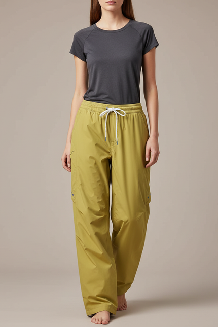 Pantalon De Pluie Vert Kaki Ample Imperméable Femme - Polyester