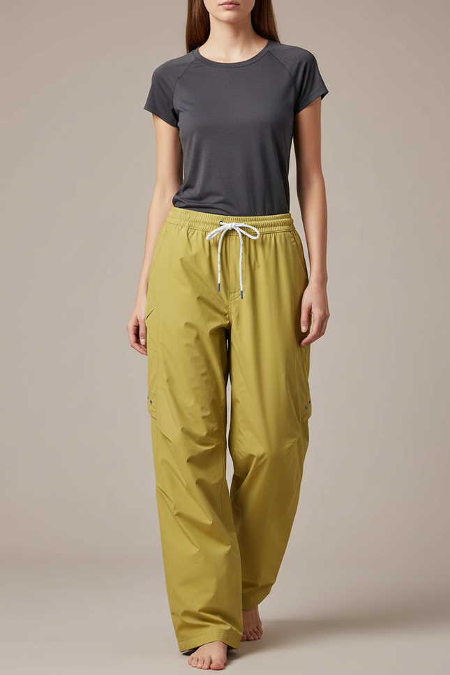Pantalon De Pluie Vert Kaki Ample Imperméable Femme - Polyester