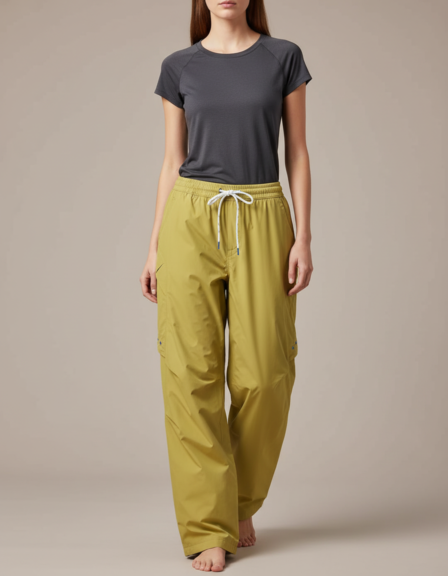 Pantalon De Pluie Vert Kaki Ample Imperméable Femme - Polyester