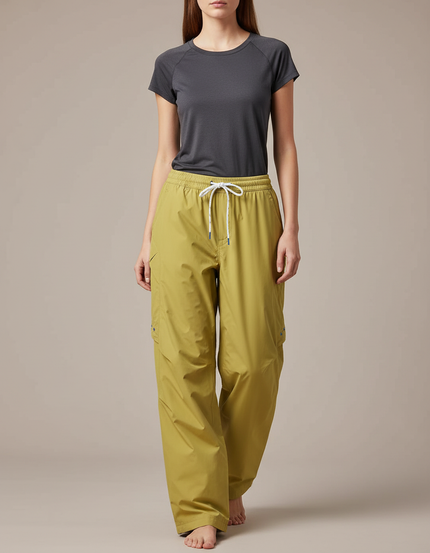 Pantalon De Pluie Vert Kaki Ample Imperméable Femme - Polyester