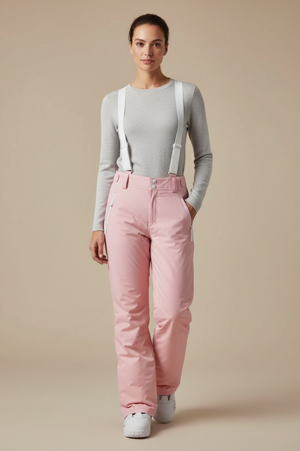 Pantalon De Pluie Rose Imperméable Bretelles Femme - Polyester