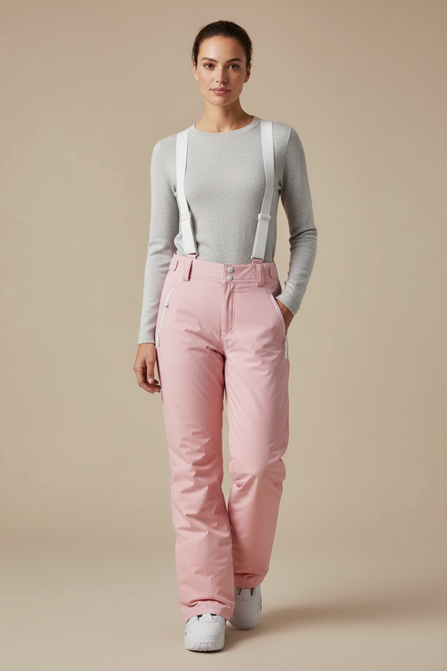 Pantalon De Pluie Rose Imperméable Bretelles Femme - Polyester