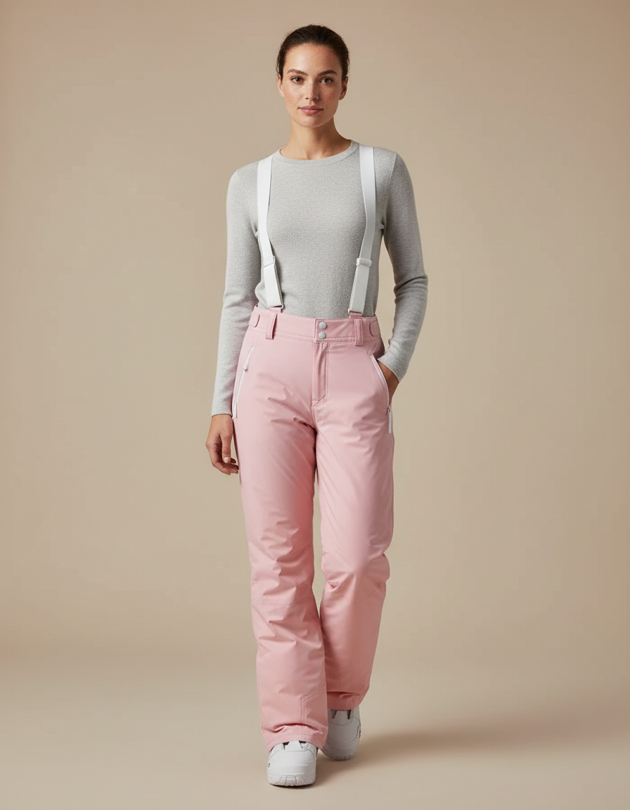 Pantalon De Pluie Rose Imperméable Bretelles Femme - Polyester