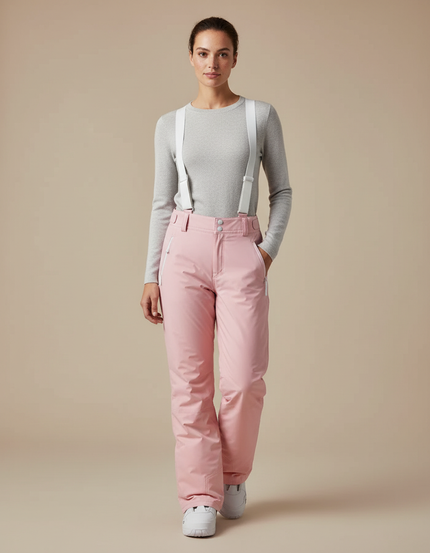 Pantalon De Pluie Rose Imperméable Bretelles Femme - Polyester