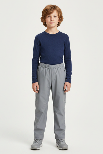 Pantalon De Pluie Gris Imperméable Enfant Élastiqué - Polyester