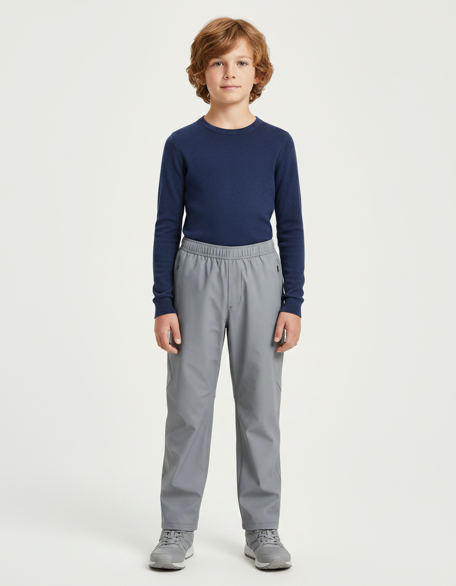 Pantalon De Pluie Gris Imperméable Enfant Élastiqué - Polyester