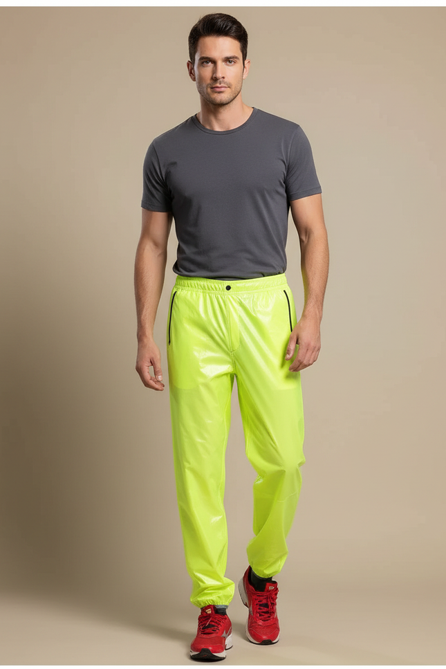 Pantalon De Pluie Jaune Fluo Imperméable Brillant Homme - Polyester