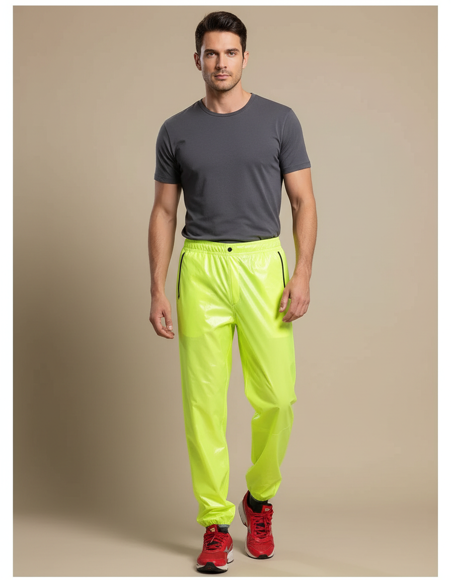 Pantalon De Pluie Jaune Fluo Imperméable Brillant Homme - Polyester