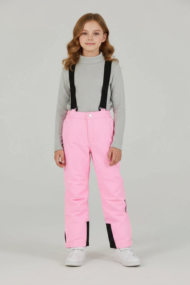 Pantalon De Pluie Rose Imperméable Bretelles Enfant Hiver Ski - Polyester