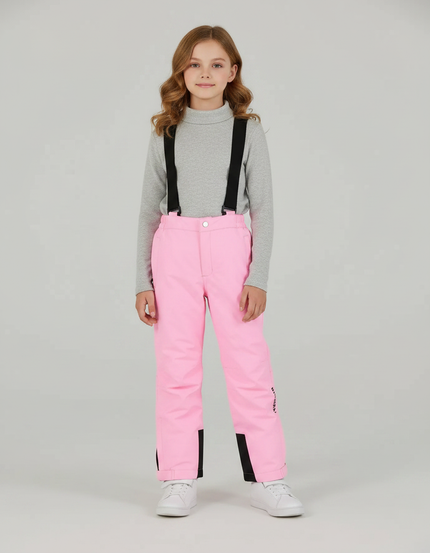 Pantalon De Pluie Rose Imperméable Bretelles Enfant Hiver Ski - Polyester