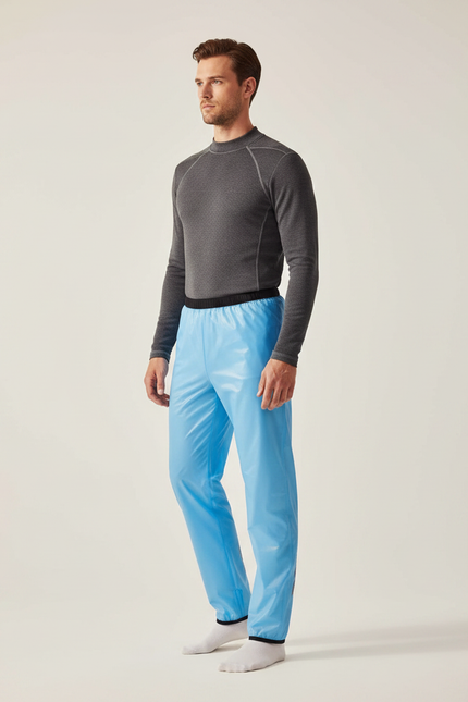 Pantalon De Pluie Bleu Imperméable Brillant Coupe Droite Homme - Polyester