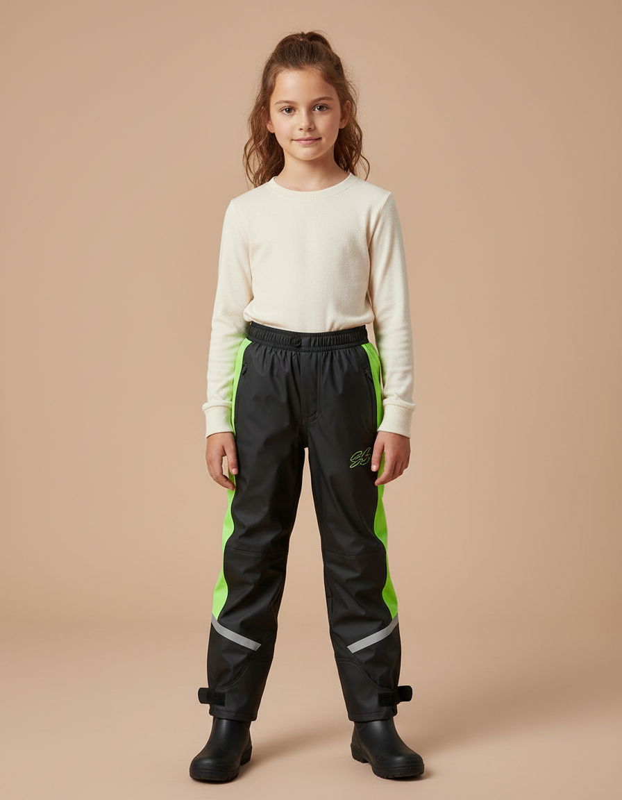 Pantalon De Pluie Pour Vélo - Noir Polyester