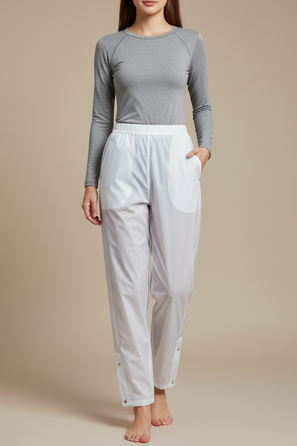 Pantalon Pluie Golf Femme - Blanc Polyester