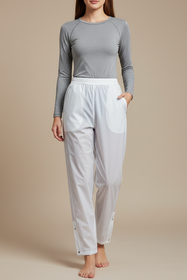 Pantalon Pluie Golf Femme - Blanc Polyester