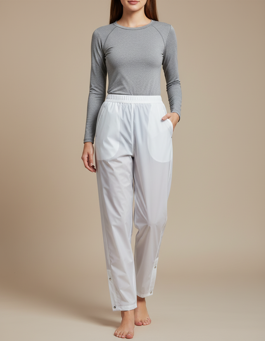 Pantalon Pluie Golf Femme - Blanc Polyester