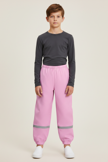 Pantalon De Pluie Rose Réfléchissant Imperméable Élastiqué Enfant - Polyester