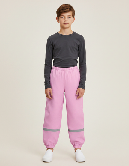 Pantalon De Pluie Rose Réfléchissant Imperméable Élastiqué Enfant - Polyester