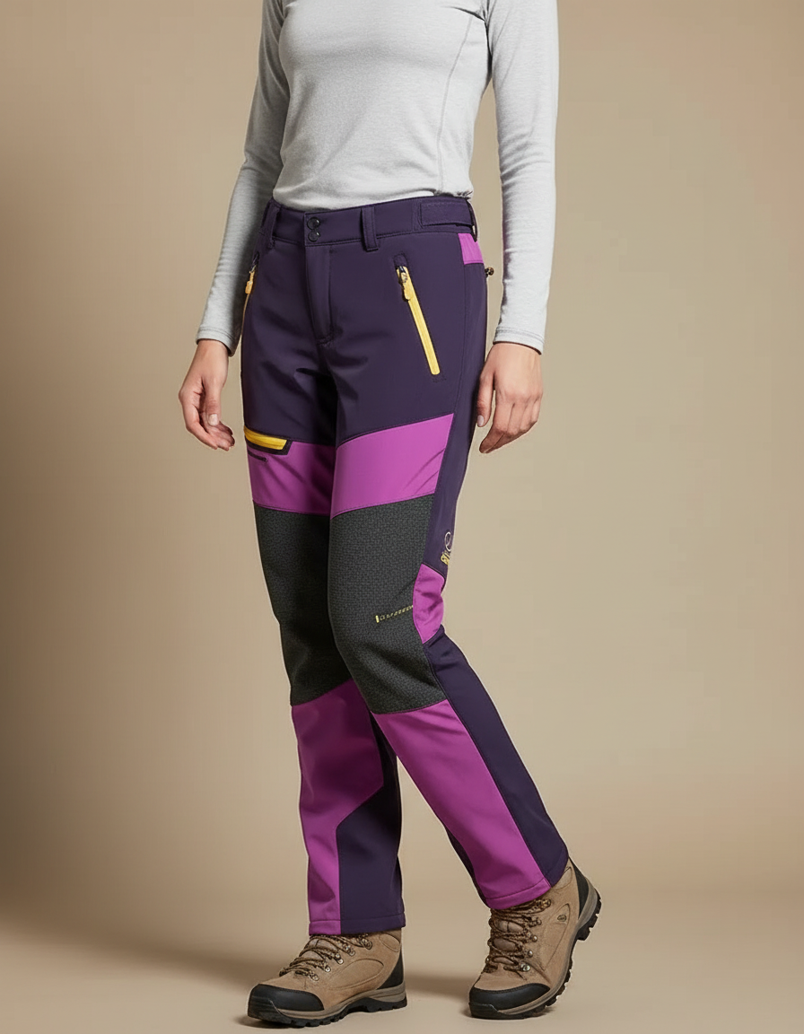 Pantalon De Pluie Violet Imperméable Randonnée Softshell Femme - Polyester