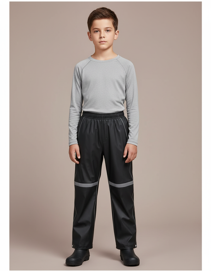 Pantalon De Pluie Noir Imperméable Réfléchissant Enfant Droit - Polyester