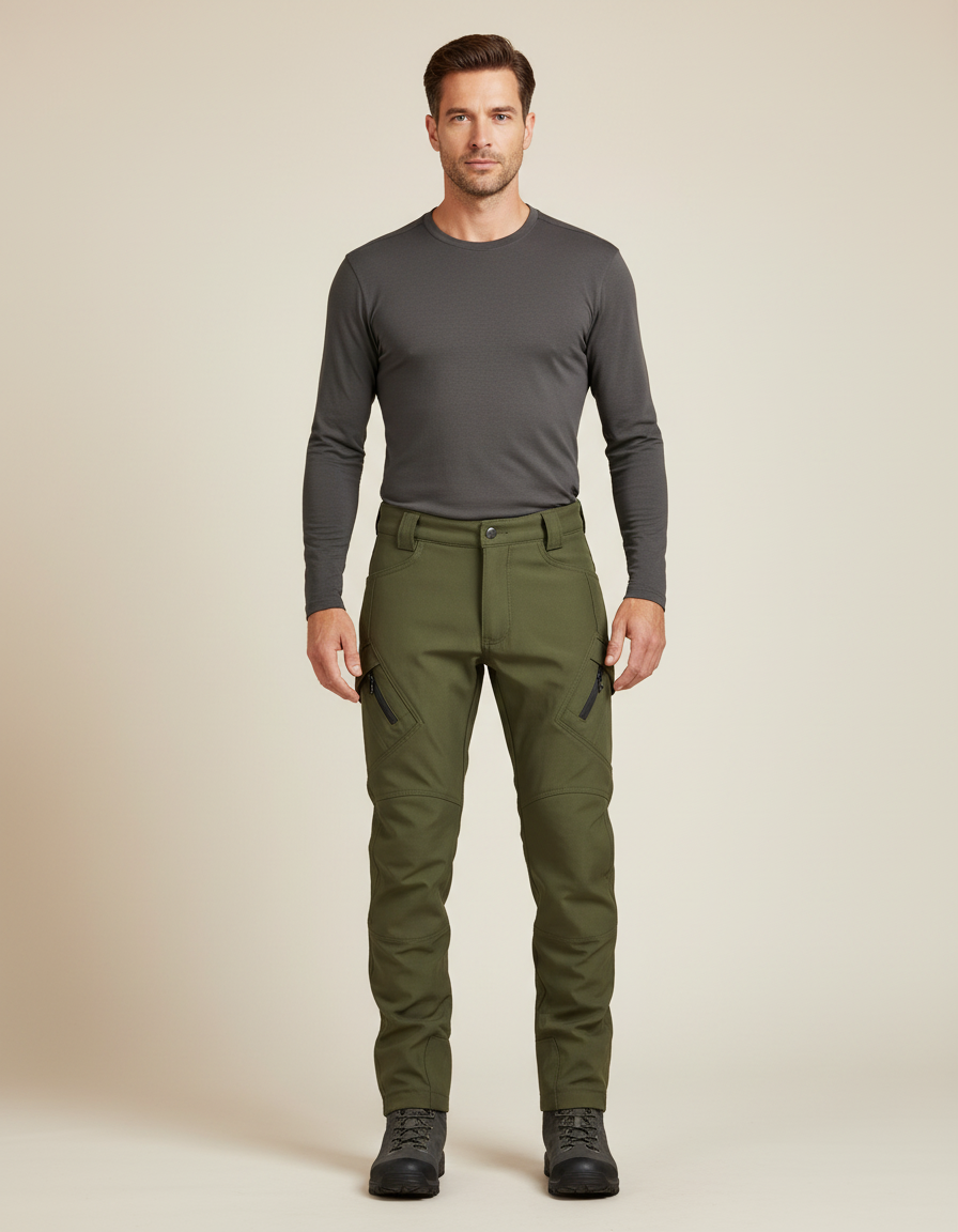Pantalon De Pluie Vert Militaire Cargo Droit Homme - Kaki Polyester
