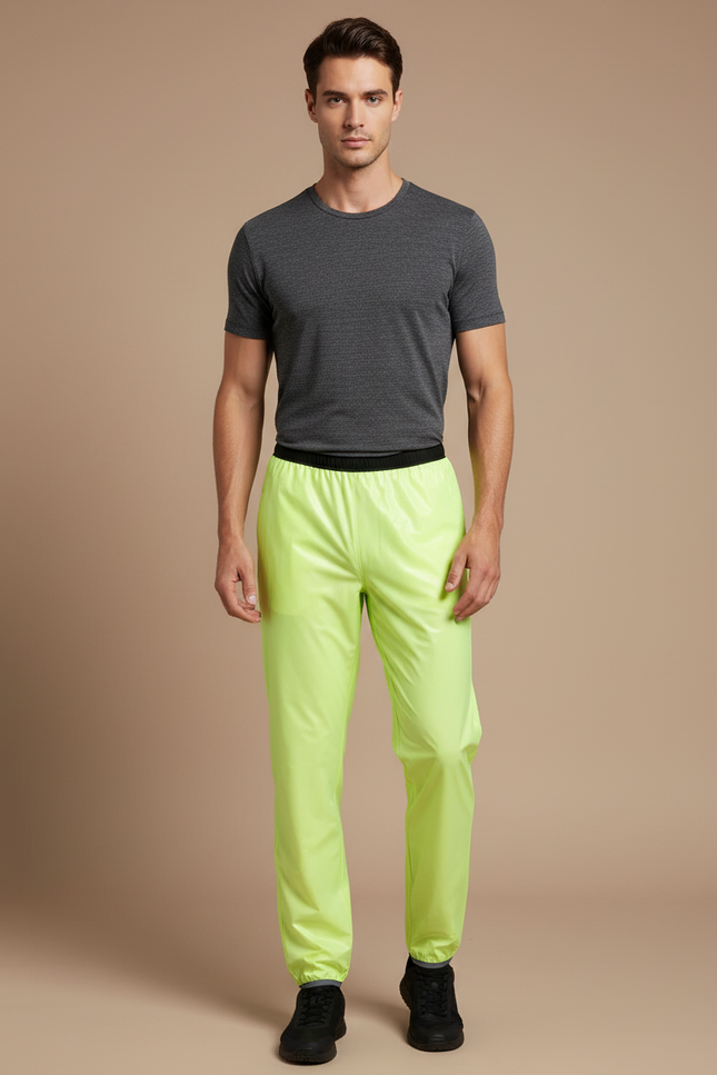 Pantalon De Pluie Jaune Fluo Imperméable Léger Sportif Homme - Polyester