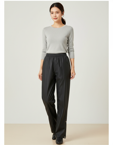 Pantalon De Pluie Noir Similicuir Ample Imperméable Femme - Simili cuir
